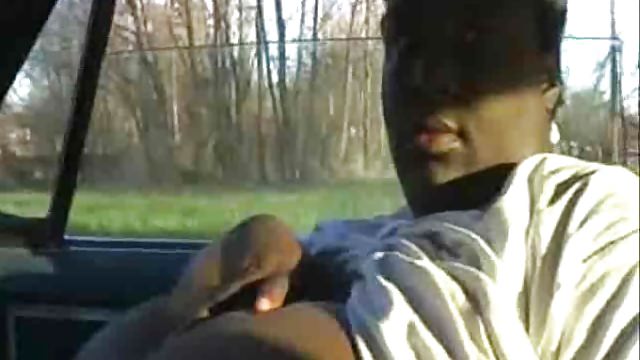 Black bbw with big tits sucking dick in a car.